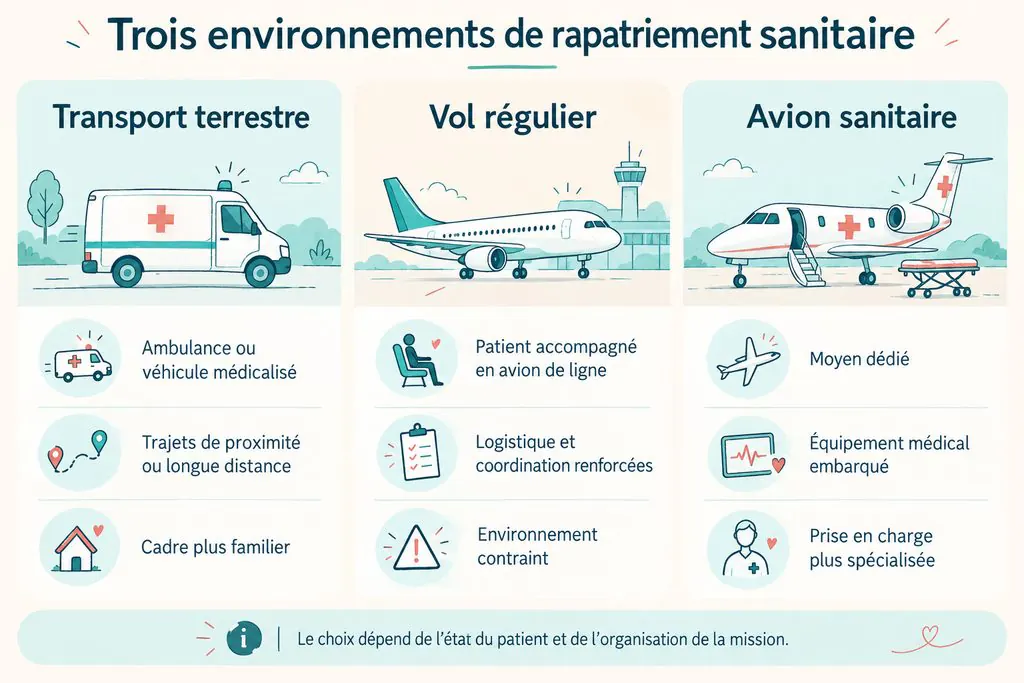 infirmiere rapatriement sanitaire - 3 environnements